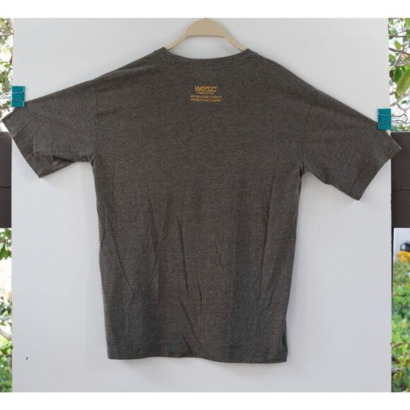 WESC Embroidered Men's Green Brown Short Sleeve Crew Neck T-Shirt Size M - Picture 6 of 8